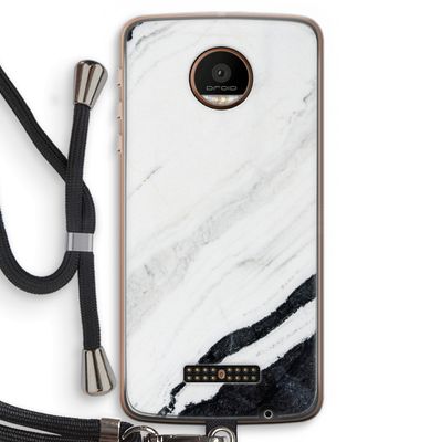 Elegante marmer: Motorola Moto Z Force Transparant Hoesje met koord