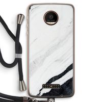 Elegante marmer: Motorola Moto Z Force Transparant Hoesje met koord
