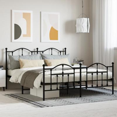 Bedframe met hoofd- en voeteneinde metaal zwart 183x213 cm