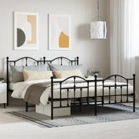 Bedframe met hoofd- en voeteneinde metaal zwart 183x213 cm - thumbnail