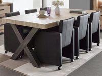 Rechthoekige eettafel TRAMO 226 cm oude eik met X-poten - thumbnail