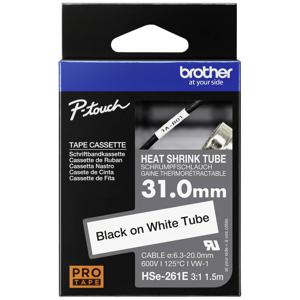 Brother HSE261E Labeltape krimpkous Tapekleur: Wit Tekstkleur: Zwart 31 mm 1.5 m