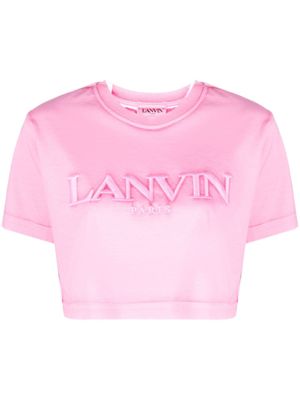 Lanvin t-shirt crop à logo brodé - Rose