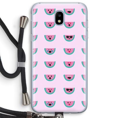 Smiley watermeloenprint: Samsung Galaxy J5 (2017) Transparant Hoesje met koord