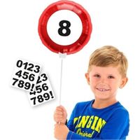 Leeftijd 8 jaar verjaardag versiering folieballon met leeftijd cijfers stickers 23 cm - thumbnail