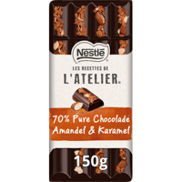 Les Recettes de l&apos;Atelier 70% Noir Intense Amandel & Karamel 150 g bij Jumbo