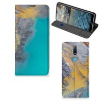 Nokia 2.4 | Standcase | Marble Blue Gold