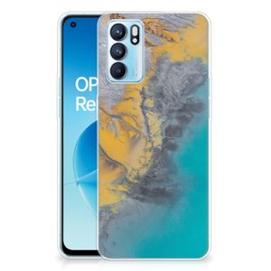 OPPO Reno 6 5G TPU Siliconen Hoesje Marble Blue Gold