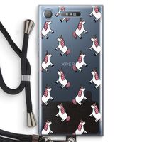 Eenhoorns overal: Sony Xperia XZ1 Transparant Hoesje met koord