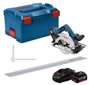 Bosch Blauw GKS 18V-57 G + FSN 1400 Professional | Accu-cirkelzaag | Set | 2 x 5.0 Ah accu + snellader | In L-BOXX - 0615990M90