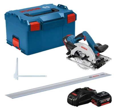 Bosch Blauw GKS 18V-57 G + FSN 1400 Professional | Accu-cirkelzaag | Set | 2 x 5.0 Ah accu + snellader | In L-BOXX - 0615990M90