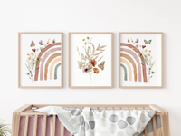 Affiches - Boho-regenboog / Wilde bloemen / Set van 3