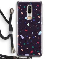 Dark Rounded Terrazzo: OnePlus 6 Transparant Hoesje met koord