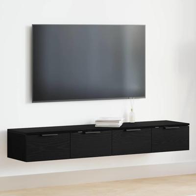 Wandkast 2 pcs Zwart eiken 68 x 30 x 20 cm Bewerkt hout