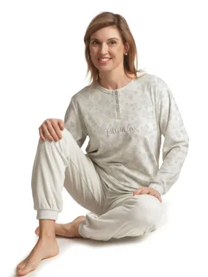 Cocodream dames pyjama velours - Fall in love - Warme winter pyjama