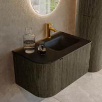 Badmeubel Mondiaz Kurve | 75 cm cm | Meubelkleur Shadow | Wastafelkleur Urban | Solid surface | Wasbak rechter zijde spoelbak | 1 kraangat