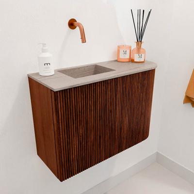 Toiletmeubel Mondiaz Joya Dlux | 61.6 cm | Meubelkleur Ruby | Faye wastafel Saba Wasbak Links | Zonder kraangat(en)