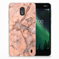 Nokia 2 TPU Siliconen Hoesje Marmer Oranje - thumbnail