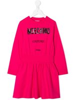 Moschino Kids robe en coton à logo imprimé - Rose