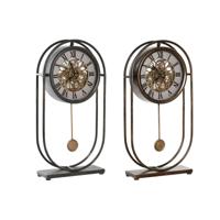 Tafelklok Home ESPRIT Zwart Gouden Vintage (2 Stuks)