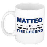 Naam cadeau mok/ beker Matteo The man, The myth the legend 300 ml   -