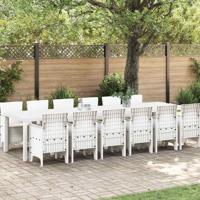 13-delige Tuinset met kussens poly rattan wit