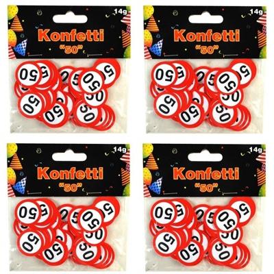 Confetti 50 jaar met verkeersborden -4x zakje van 14 gram - themafeest 50 jaar - feestversiering