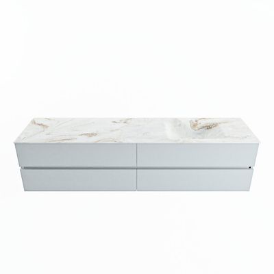 MONDIAZ VICA-DLUX 200cm badmeubel onderkast Clay 4 lades. Inbouw wastafel CLOUD rechts 1 kraangat, kleur Frappe.