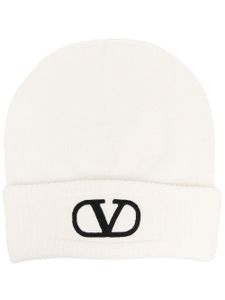 Valentino Garavani bonnet VLOGO Signature en laine - Blanc