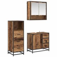 Badkamermeubelset 3 pcs Oud hout 65 x 33 x 60 cm Bewerkt hout