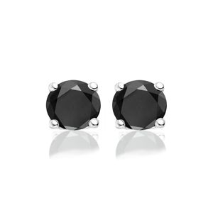 New Bling 9NB-0025 Oorstekers zilver met zirkonia zilverkleurig-zwart 6 mm