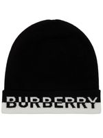 Burberry bonnet bicolore à logo - Noir