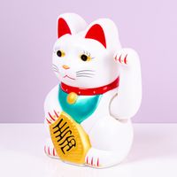 Zwaaiende Lucky Cat - Wit - thumbnail