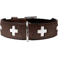 Hunter Collar Swiss Zwart, Bruin Leer Medium Hond Standaard halsband