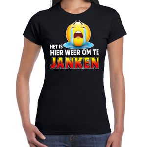 Funny emoticon t-shirt het is hier weer om te janken zwart voor