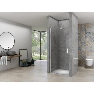 Van Rijn Products ST02 Nisdeur - 60x200cm - helder glas - dikte 6mm - incl. glasbehandeling - chroom ST02LP10059