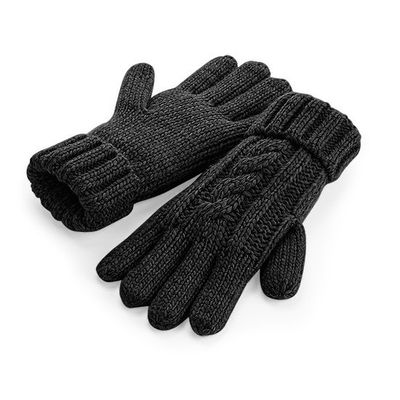 Gebreide melange handschoenen zwart voor volwassenen