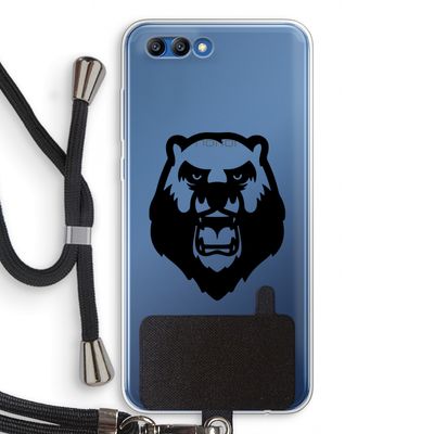 Angry Bear (black): Honor 10 Transparant Hoesje met koord