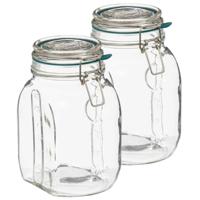 Weckpot/inmaakpot Jarro - 2x - 1,5L - glas - beugelsluiting - D15 x H20 cm