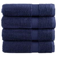 VidaXL Badhanddoeken solund 4 st 600 g/m² 100x150 cm marineblauw