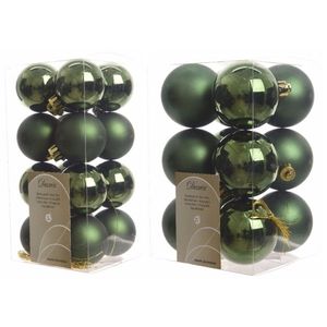 Kerstversiering kunststof kerstballen donkergroen 4-6 cm pakket van 40x stuks