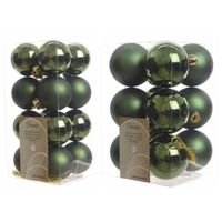 Kerstversiering kunststof kerstballen donkergroen 4-6 cm pakket van 40x stuks - thumbnail