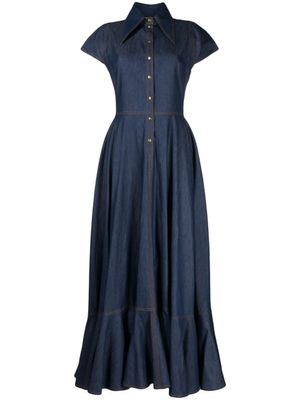 Saiid Kobeisy robe longue en jean à effet délavé - Bleu