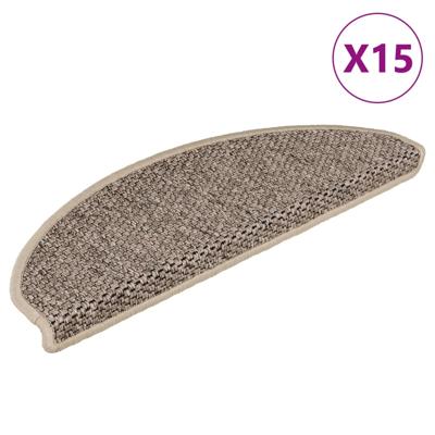 VidaXL Trapmatten zelfklevend 15 st sisal-look 65x21x4 cm donkerbeige