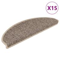 VidaXL Trapmatten zelfklevend 15 st sisal-look 65x21x4 cm donkerbeige