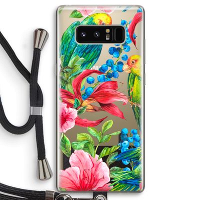 Papegaaien: Samsung Galaxy Note 8 Transparant Hoesje met koord