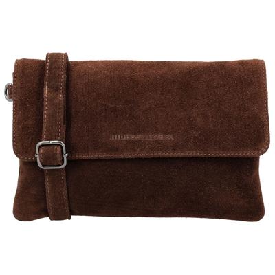 Hide & Stitches Suède Clutch/Schoudertas Brazos Donker Bruin