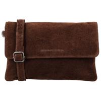Hide & Stitches Suède Clutch/Schoudertas Brazos Donker Bruin
