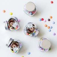 Chocosnoepjes in bedrukt glazen potje - 60 stuks - thumbnail