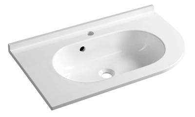 Gebogen Wastafel Sapho Pulse 75x45 cm Links Wit